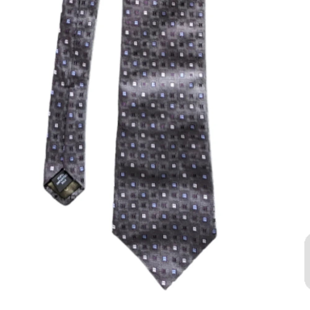 Calvin Klein Executive Gray Purple Thick Tie 100%  Silk Tie Necktie